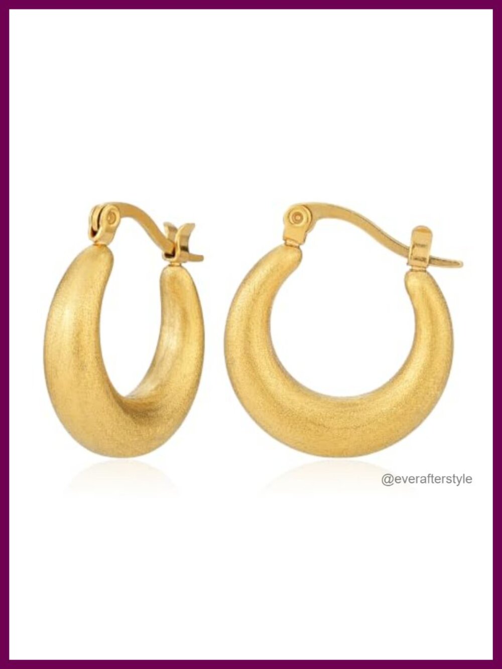 18K Gold Plated Brushed Hoop Earrings Trendy Lightweight Minimalist Women's Gift